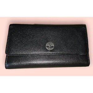 Timberland  100%  Leather BLACK Ladies  Rfid Wallet EUC  7.5" X  4"  TRIFOLD